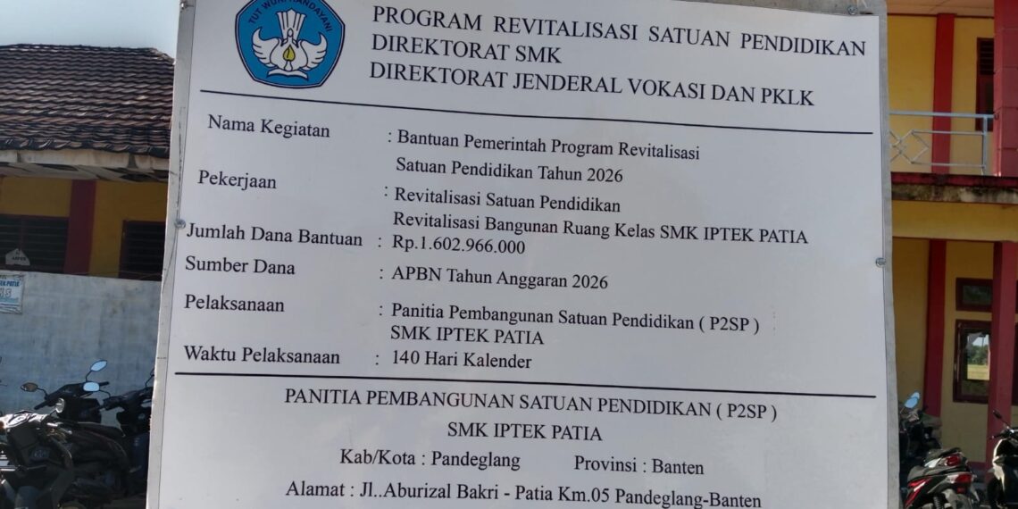 Proyek Revitalisasi SMK IPTEK Patia Jadi Sorotan, GOW-BANTEN Minta Pengawasan Tak Sekadar Formalitas