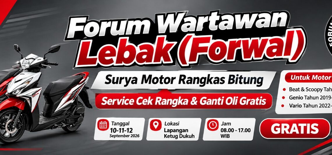 Forum Wartawan Lebak (FORWAL) Gandeng Surya Motor Rangkasbitung Gelar Bakti Sosial Service Gratis untuk Warga