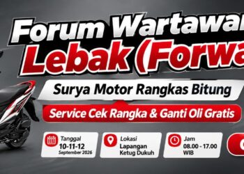 Forum Wartawan Lebak (FORWAL) Gandeng Surya Motor Rangkasbitung Gelar Bakti Sosial Service Gratis untuk Warga